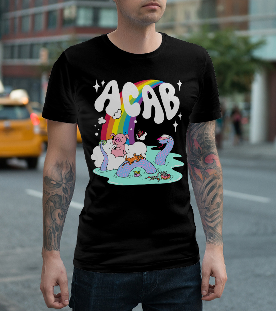 ACAB Rainbow Party with Pig and Snake T-Shirt