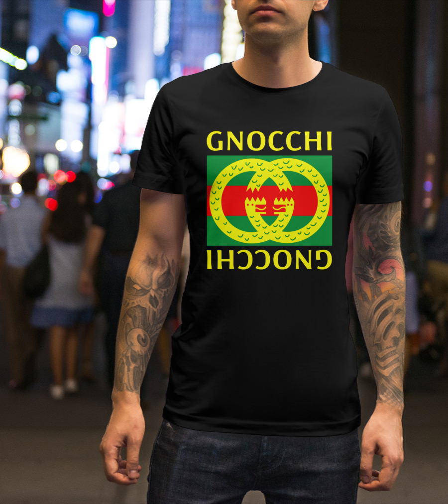 Gnocchi Logo Parody With Green Red Yellow Emblem T-Shirt