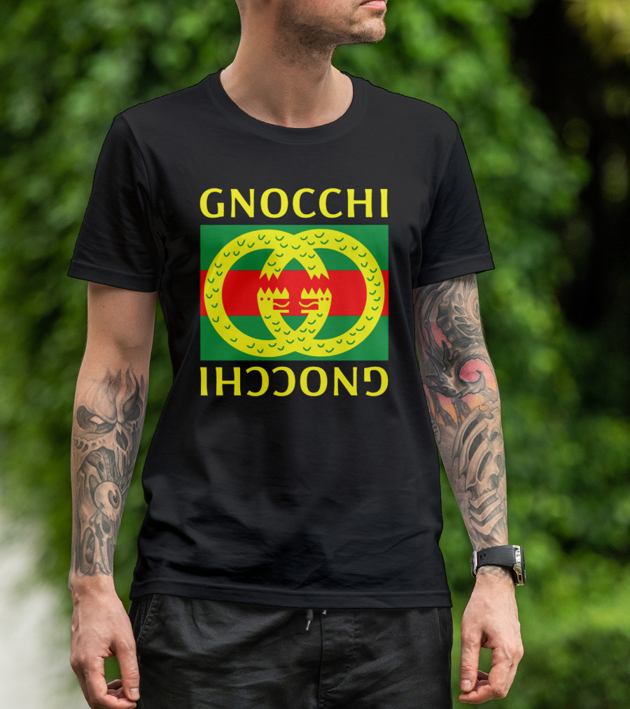 Gnocchi Logo Parody With Green Red Yellow Emblem T-Shirt