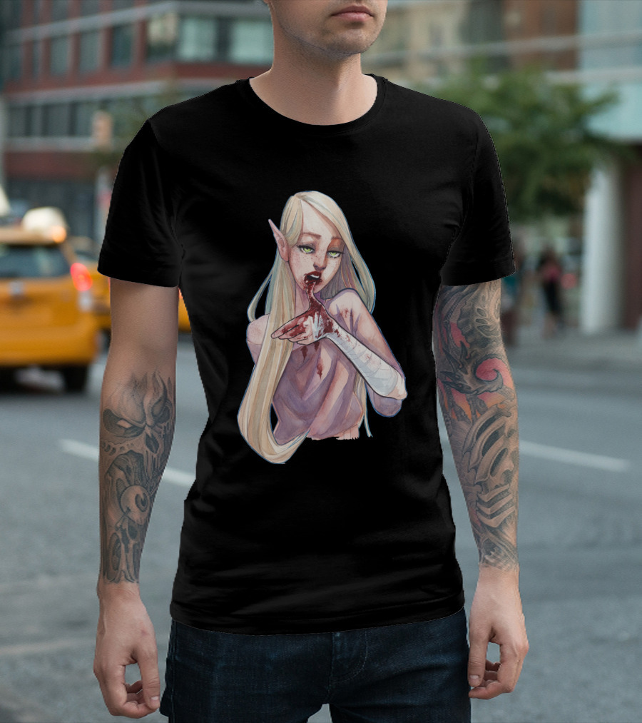 Blood Elf Bad Pun Intended Fantasy Art with Pale Elf Character and Blood Elements T-Shirt
