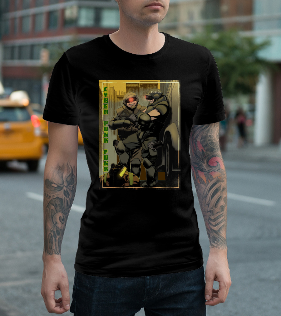 Cyber Punk Funk Police Tactics Urban Dystopia T-Shirt