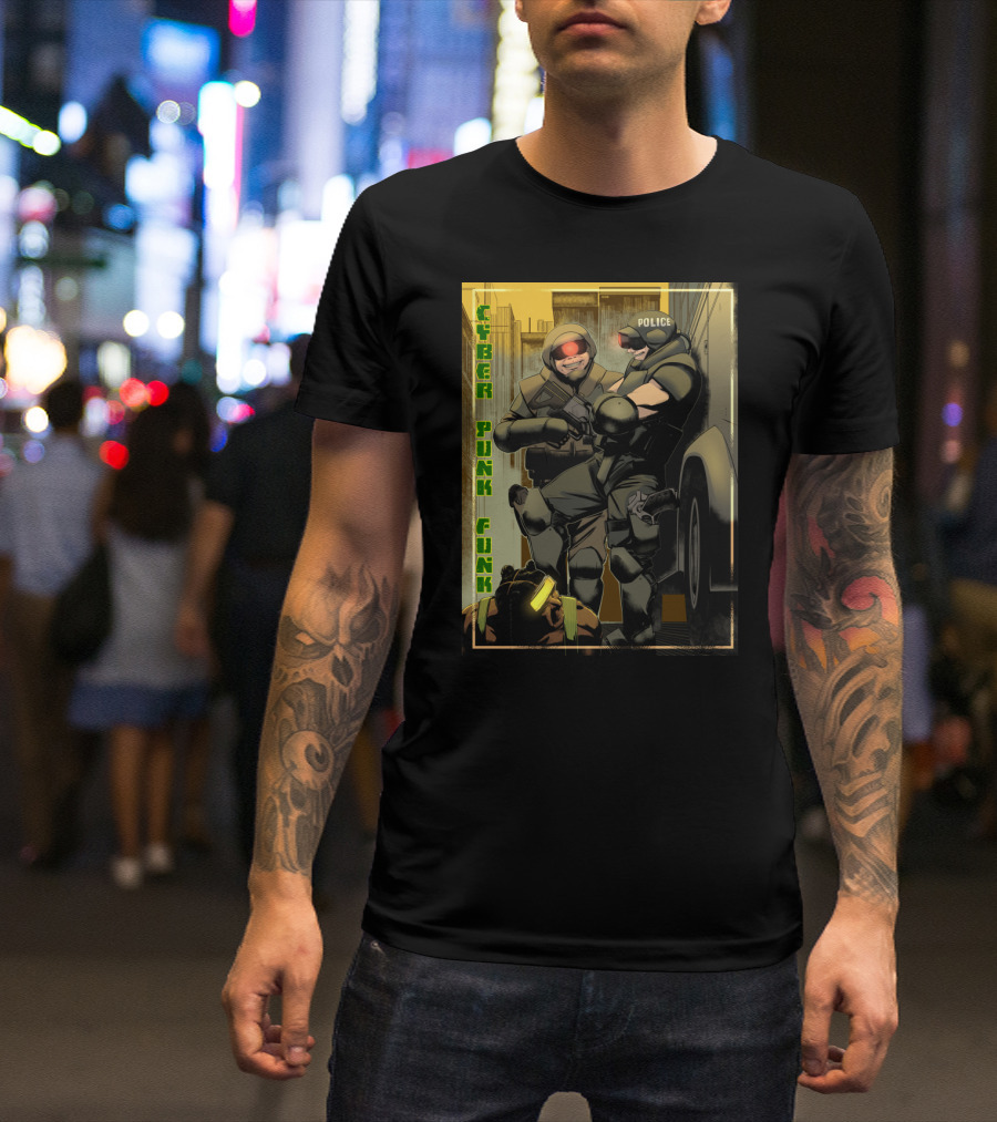 Cyber Punk Funk Police Tactics Urban Dystopia T-Shirt