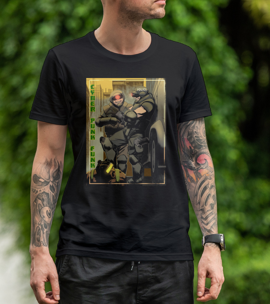 Cyber Punk Funk Police Tactics Urban Dystopia T-Shirt