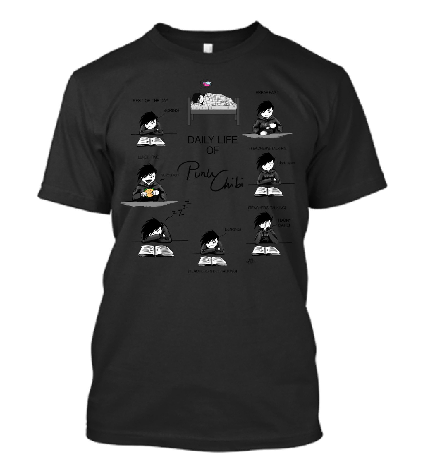 Breakfast Boring Teacher Talking Lunchtime Rest Boring Daily Life Of Punk Chibi T-Shirt