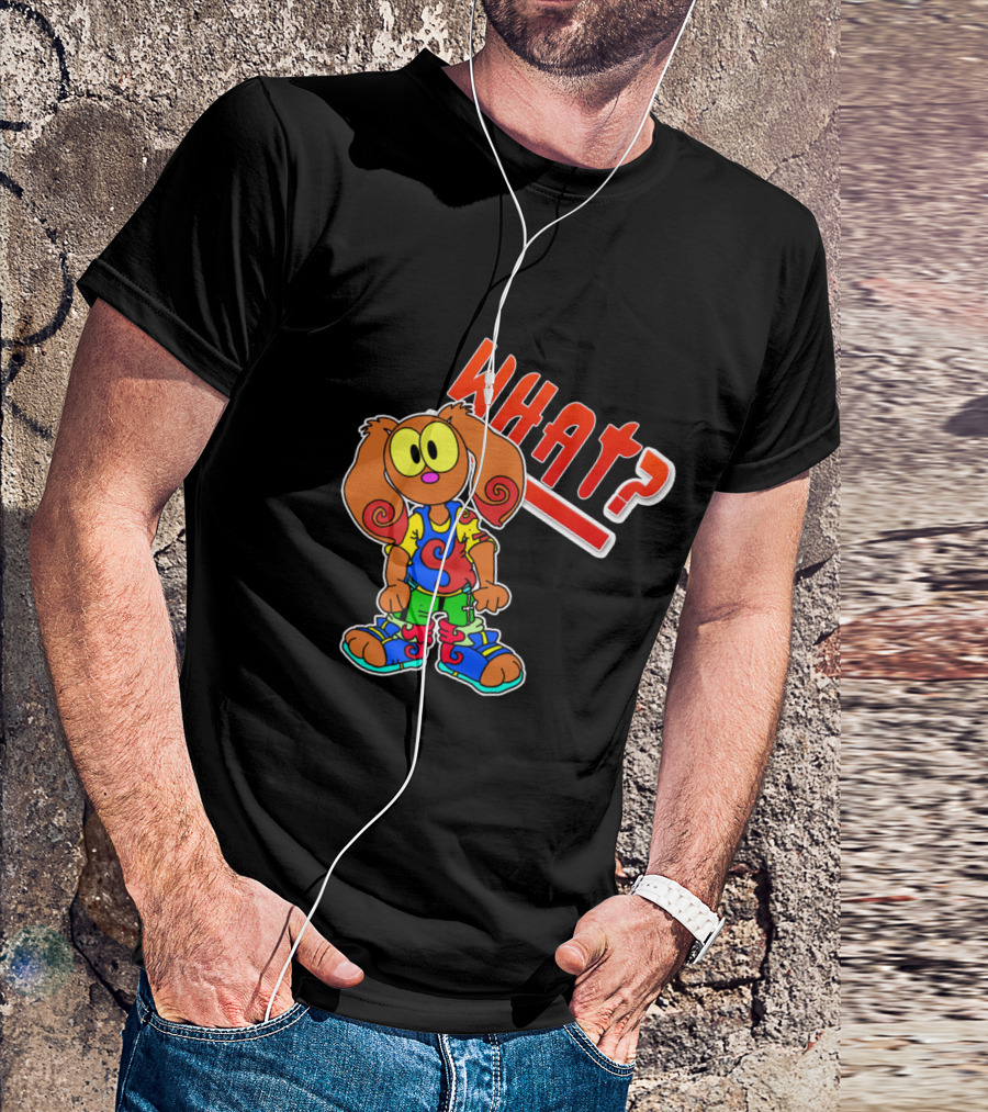 HUH RABBIT WHAT Colorful Cartoon Character With Swirly Ears T-Shirt