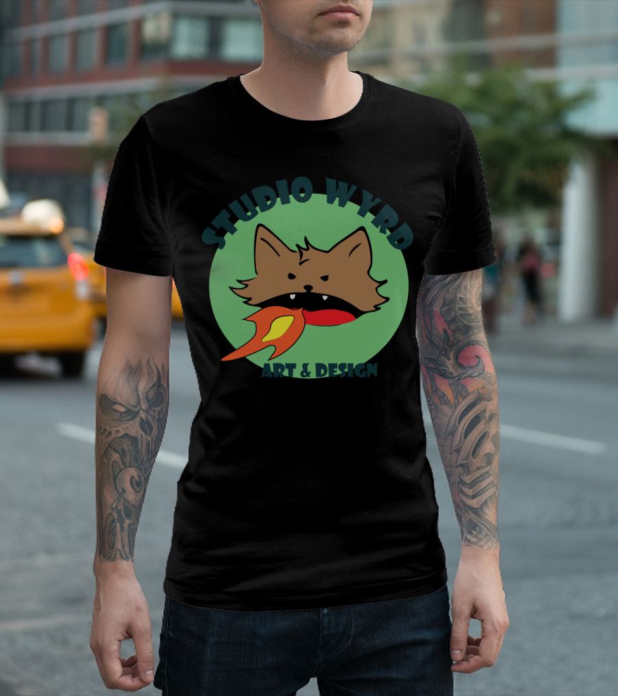 Studio Wyrd Art And Design Fire-Breathing Cat T-Shirt