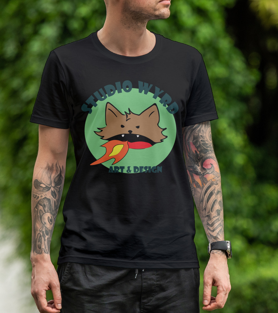 Studio Wyrd Art And Design Fire-Breathing Cat T-Shirt