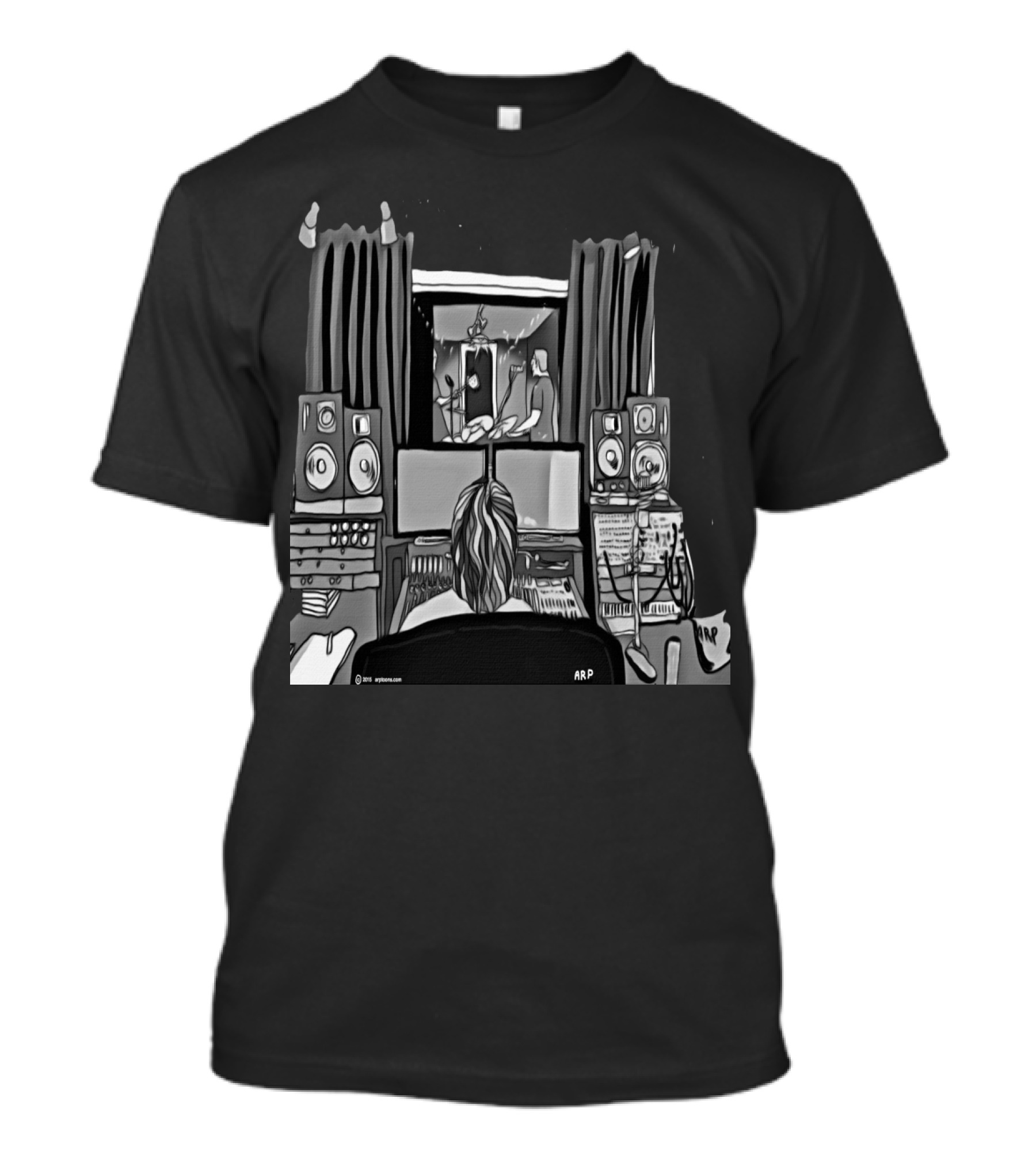 Davids Studio Music Production Artwork With ARP Monitors And Sound Equipment T-Shirt