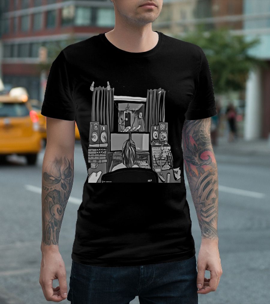 Davids Studio Music Production Artwork With ARP Monitors And Sound Equipment T-Shirt