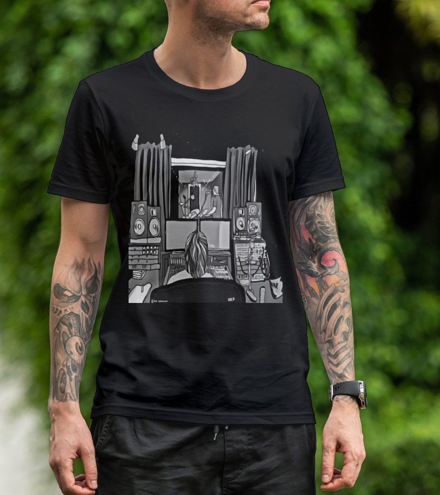 Davids Studio Music Production Artwork With ARP Monitors And Sound Equipment T-Shirt