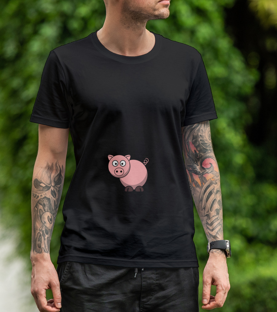 I Work Out At Studio Jiggly Cute Pig Cartoon T-Shirt
