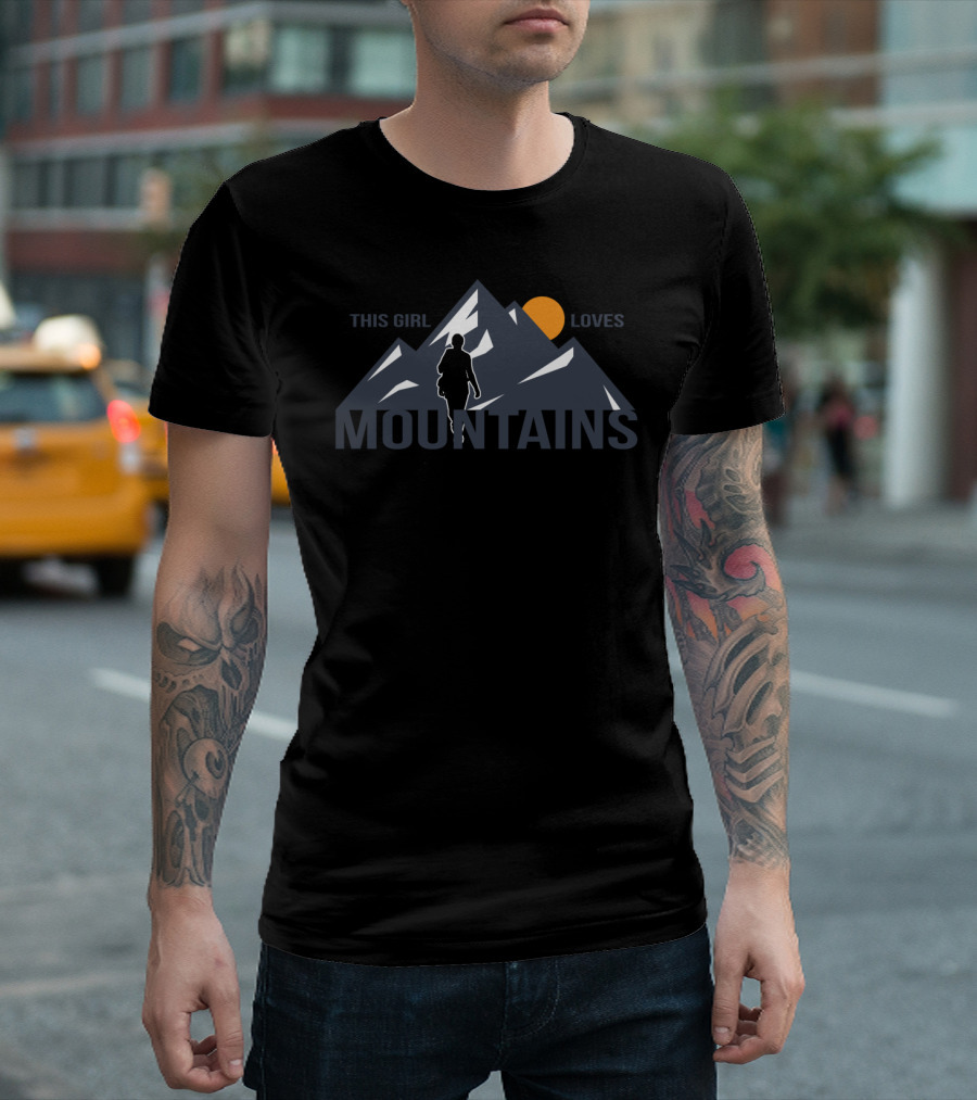This Girl Loves Mountains Silhouette Adventure T-Shirt