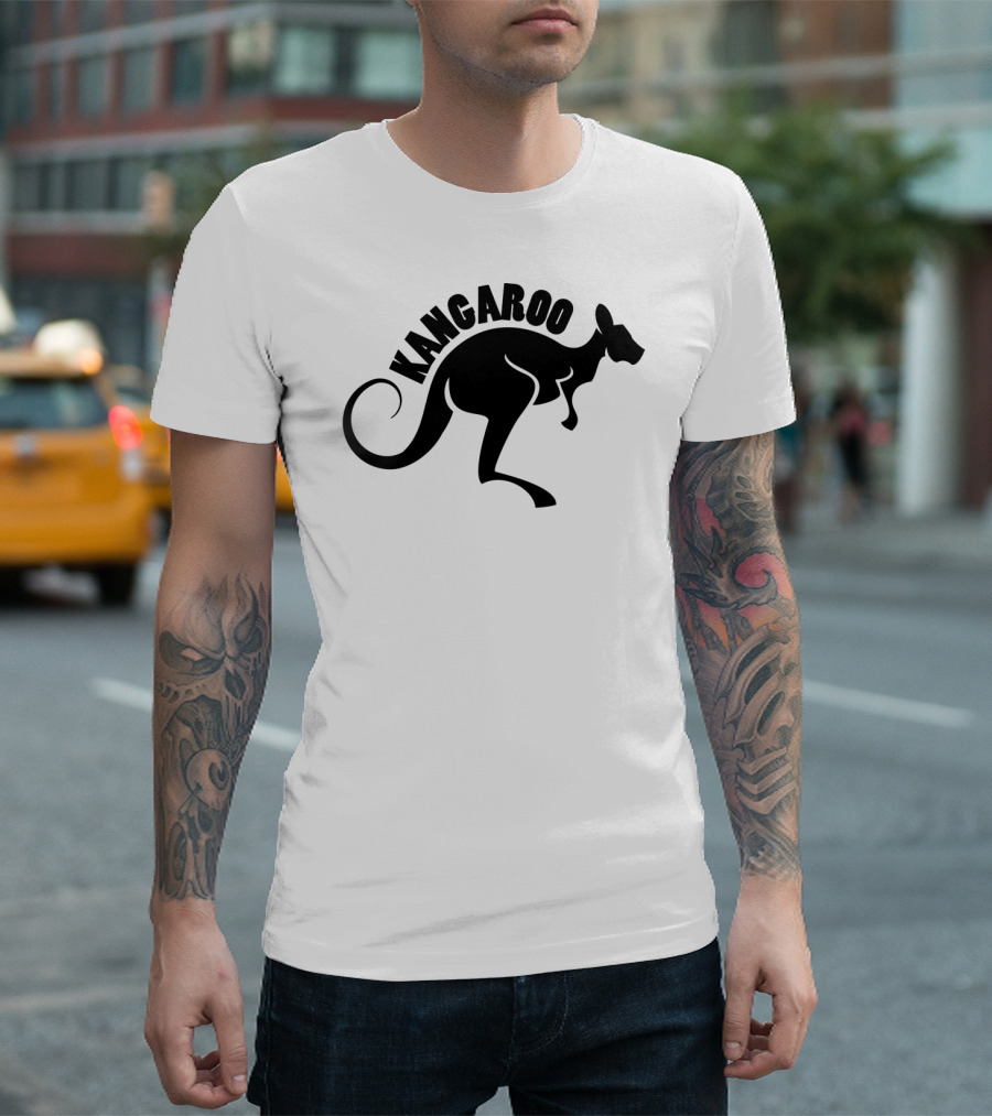Kangaroo Silhouette Bold Lettering Dark T-Shirt