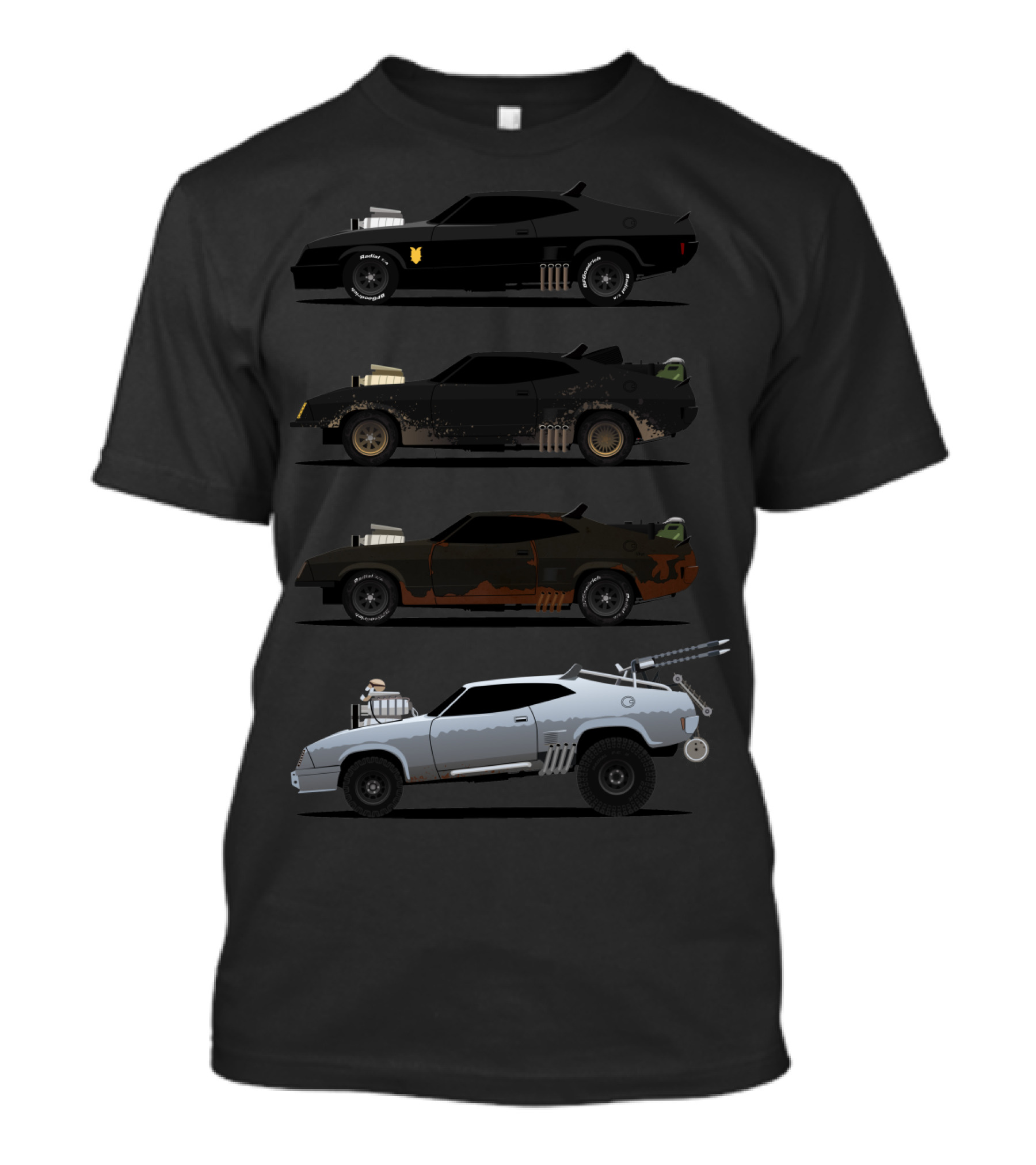 Interceptor Evolution Mad Max Cars Progression Classic Vehicles Transformation T-Shirt