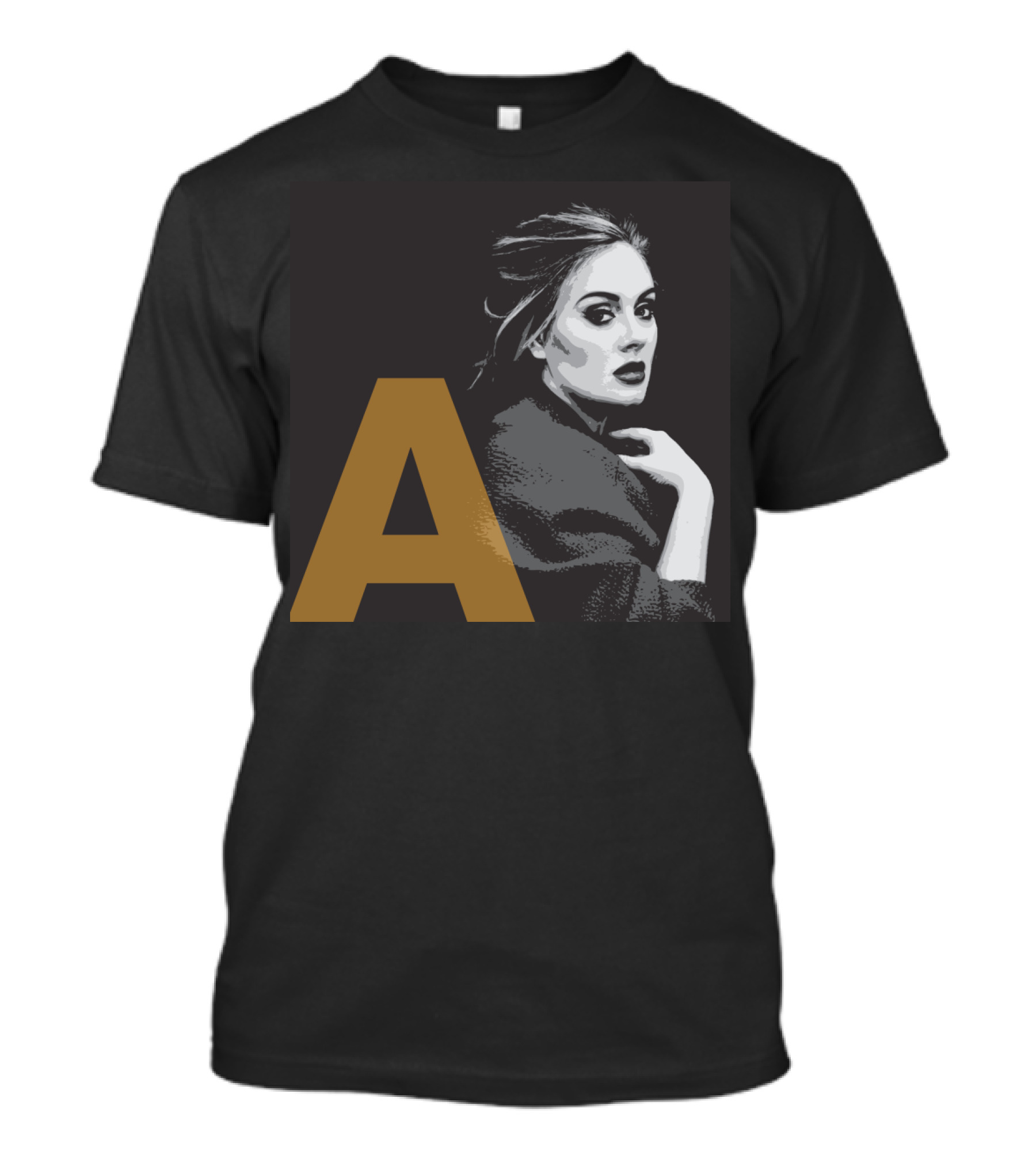 Adele Portrait With Large Golden A Initial T-Shirt
