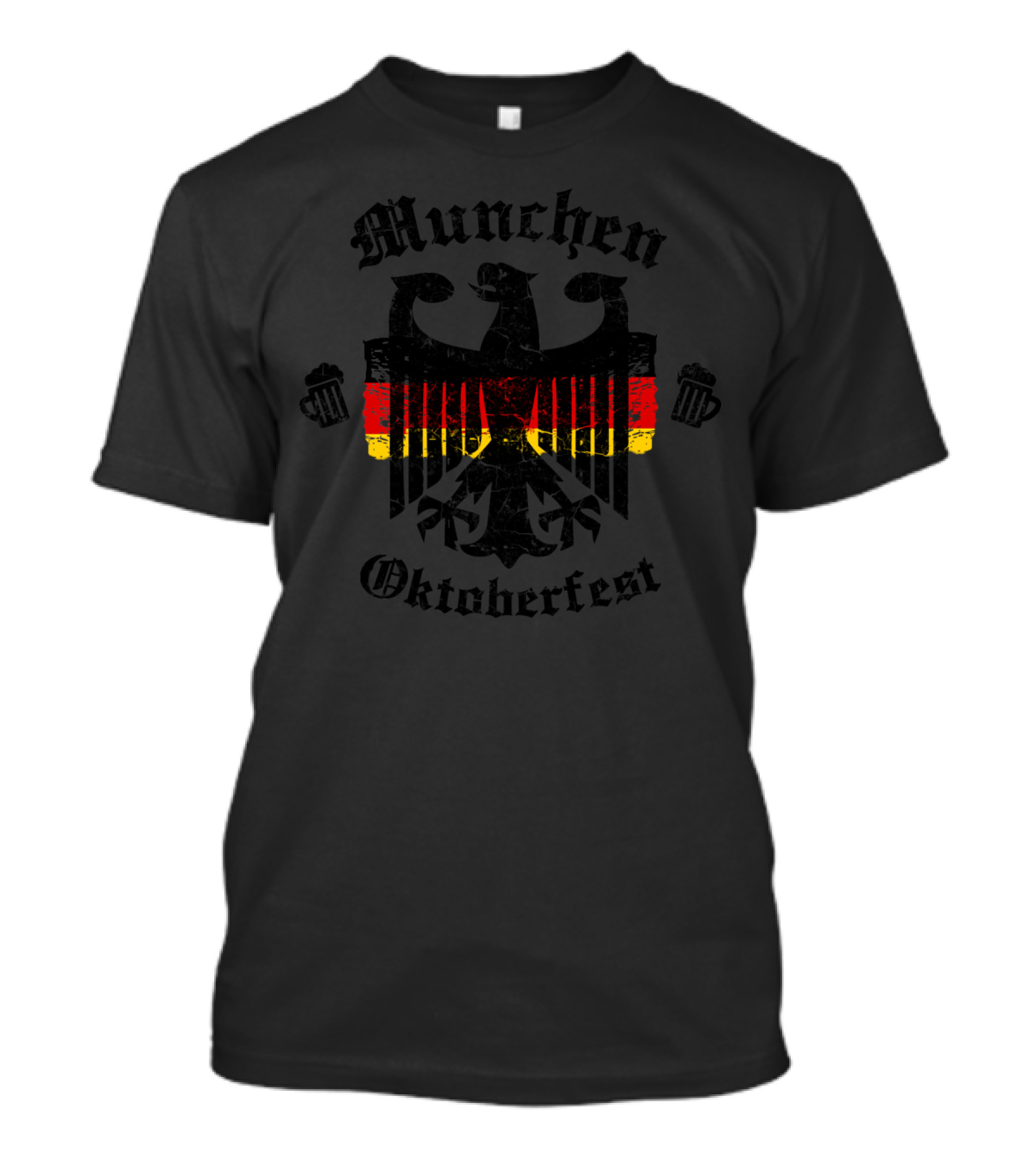Munchen Oktoberfest German Eagle Emblem With Beer Mugs T-Shirt