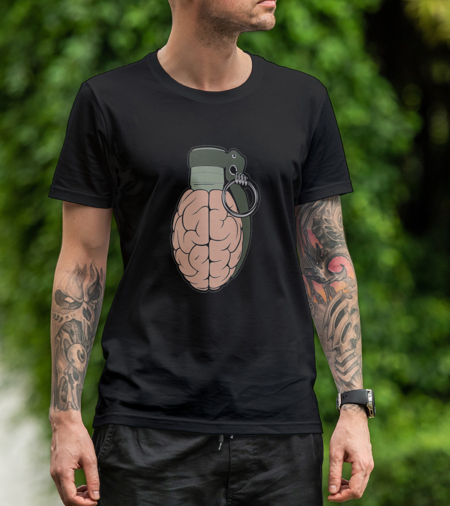 Brain Grenade Artwork Duality Explosive Mind Concept T-Shirt