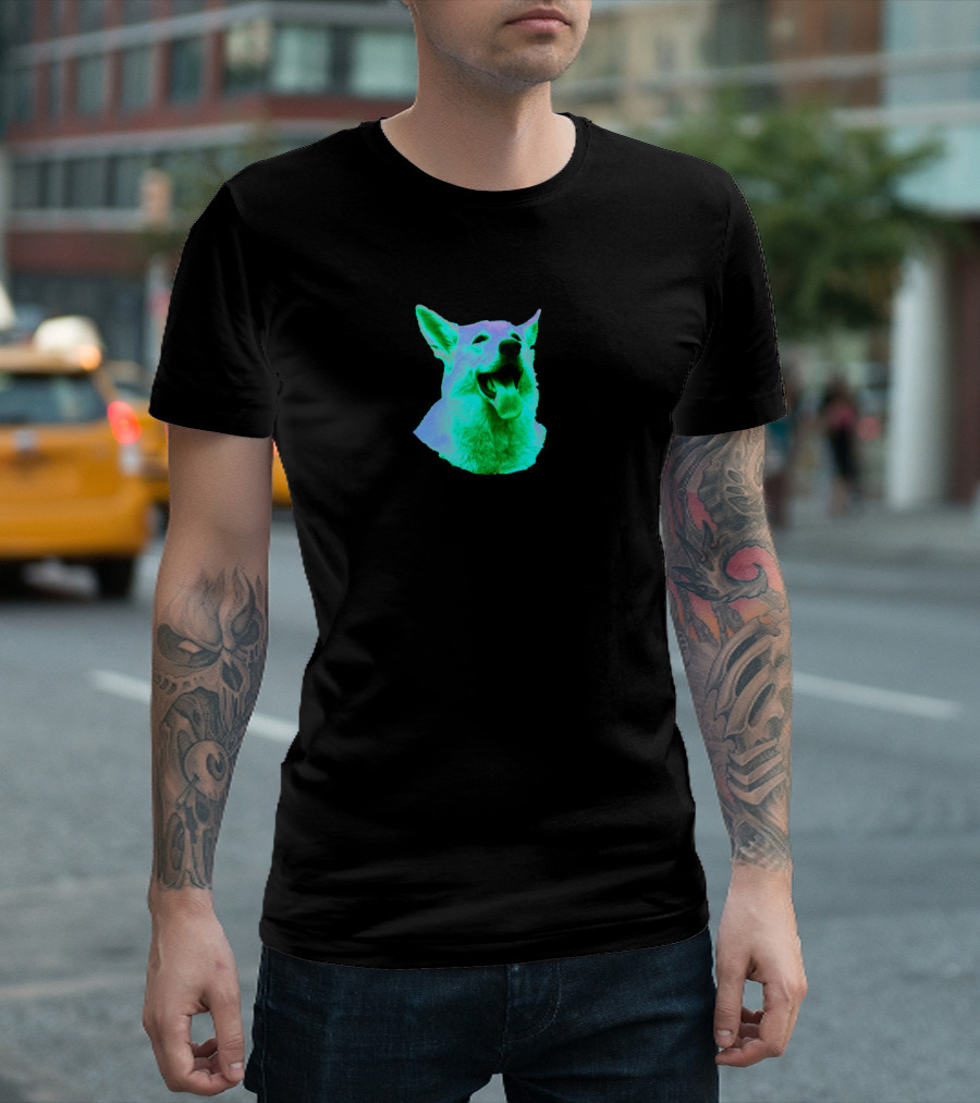 Holodoggo Vibrant Neon Corgi Head in Holographic T-Shirt