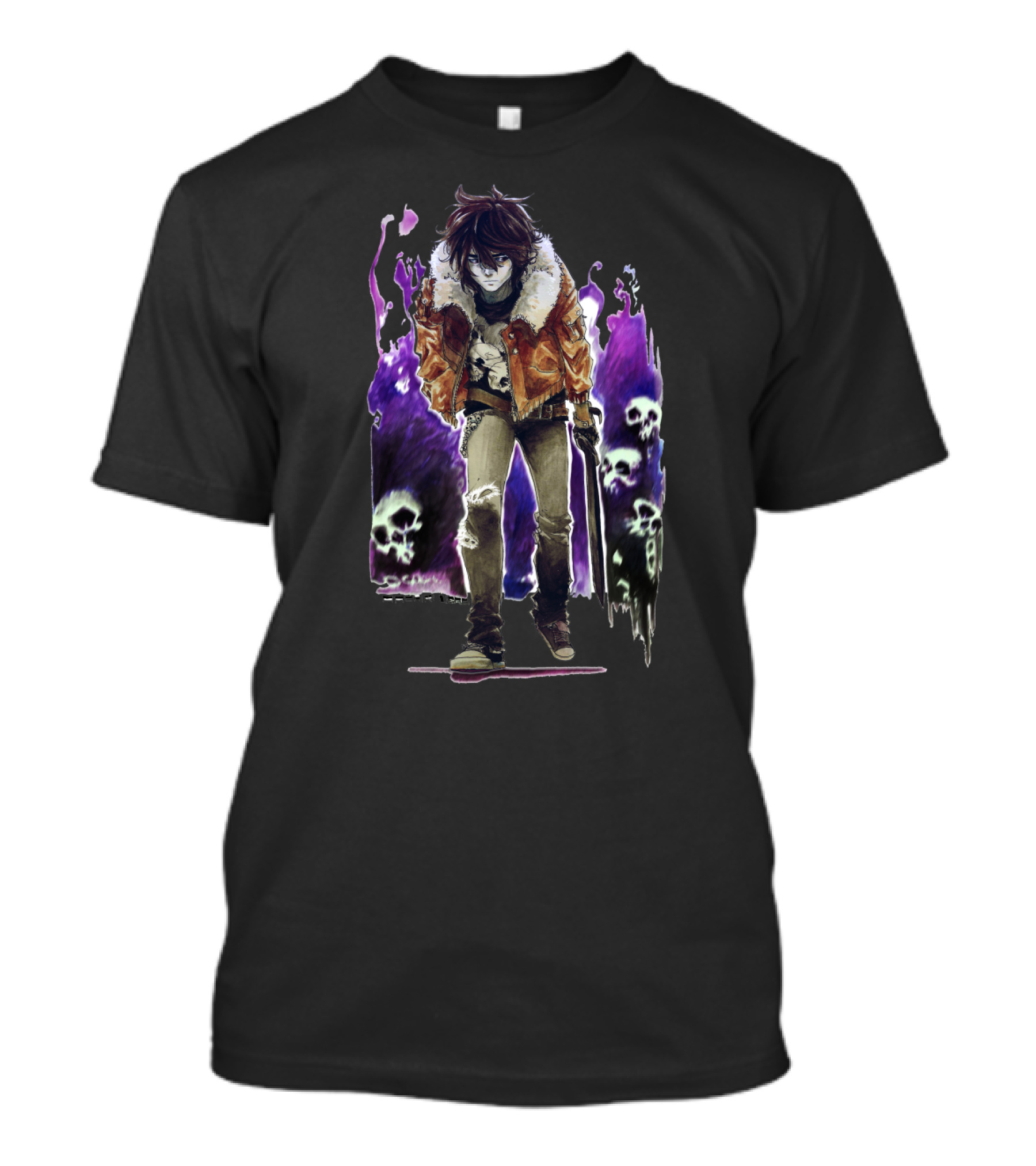 Di Angelove Purple Skulls Leather Jacket Character T-Shirt