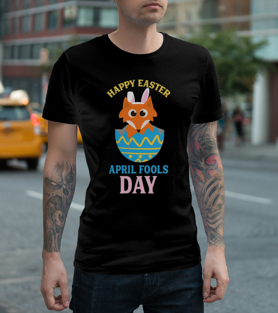 Happy Easter April Fools Day Playful Fox in Easter Egg T-Shirt