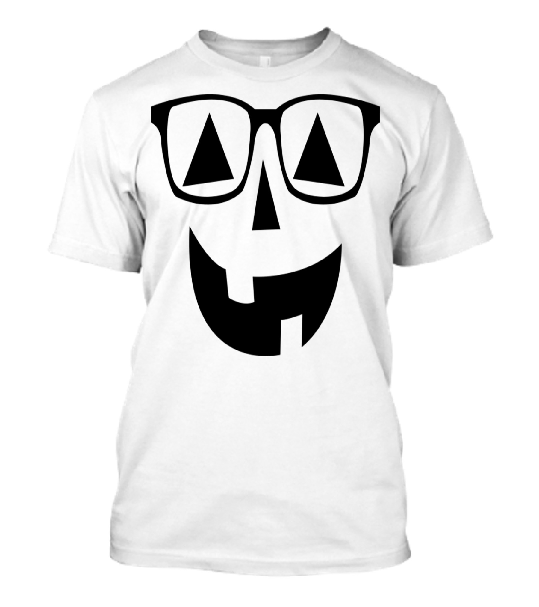 Pumpkin Face With Glasses In Black And Dark Grey T-Shirt
