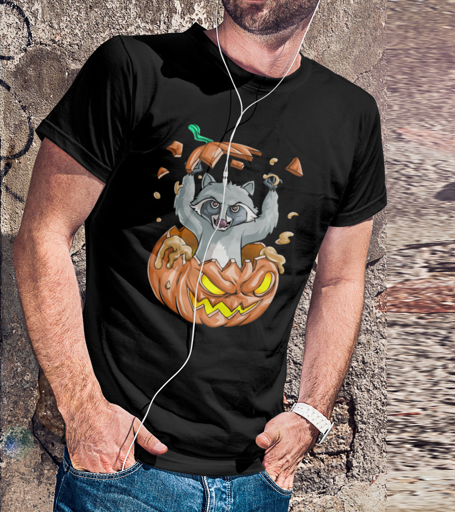 Raccoon Bursting From Jack-O'-Lantern T-Shirt