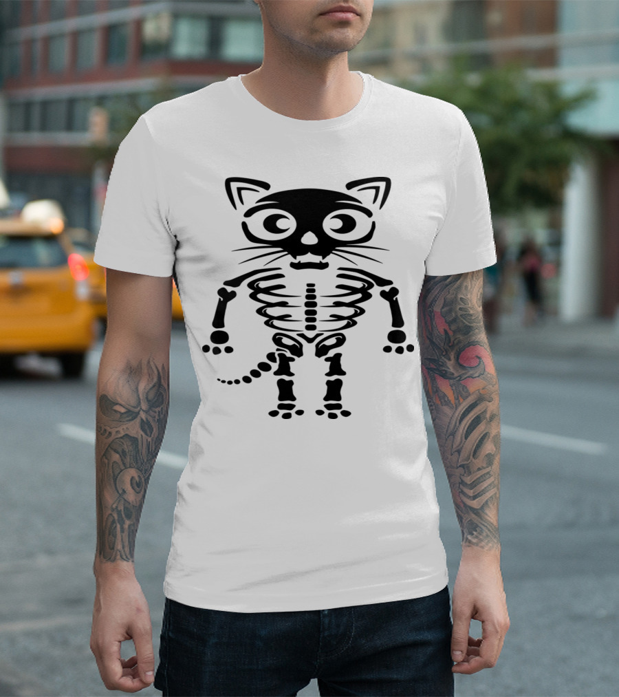 Cat Skeleton Halloween X-Ray Feline Bones T-Shirt
