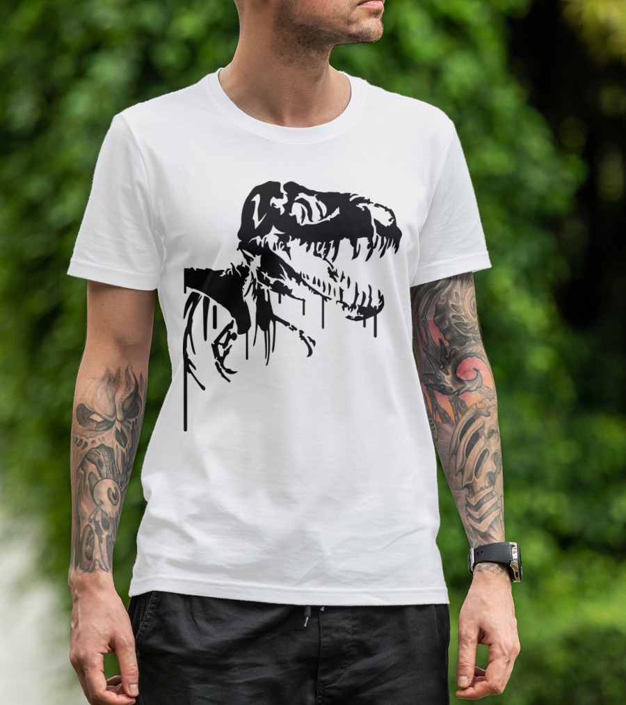 Dinosaur Skeleton T-Rex Dripping Effect T-Shirt
