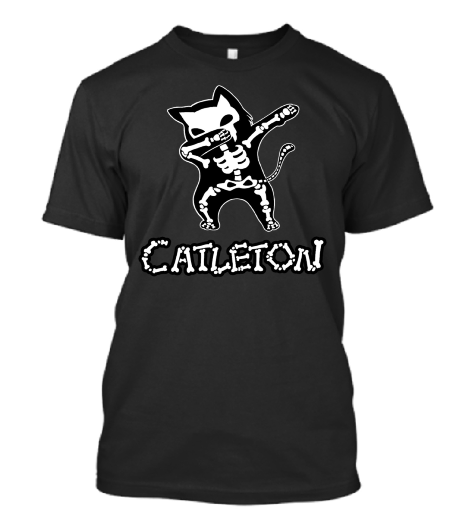 Cattleton Skeleton Cat Dabbing Halloween Dab T-Shirt