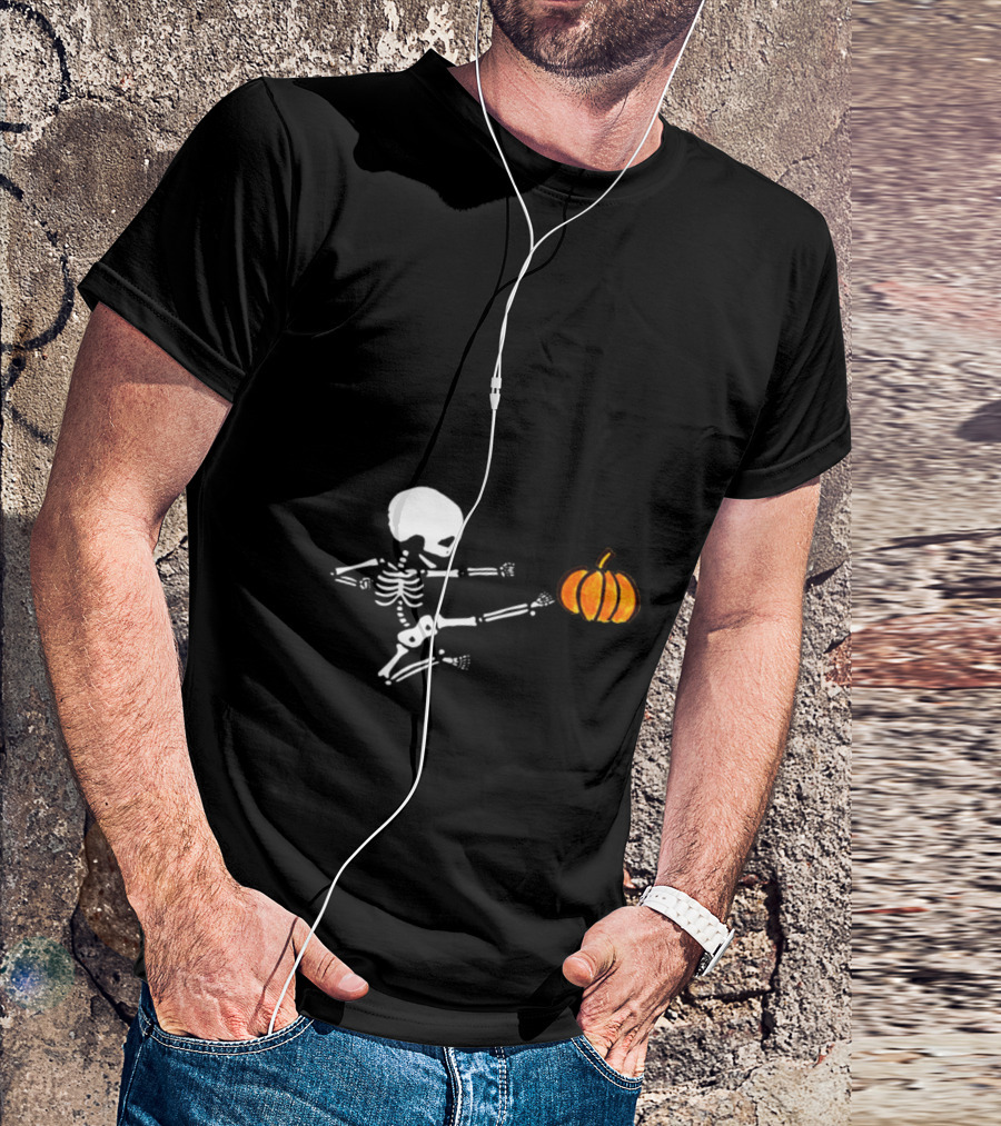Pregnant Skeleton Halloween Funny Pumpkin T-Shirt