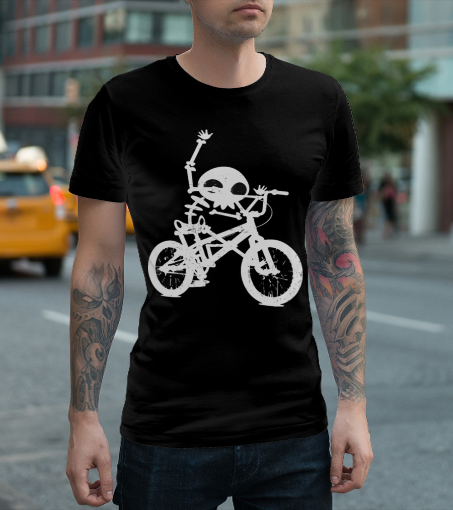 Skeleton Bones Bicycle Riding Fun Humor T-Shirt