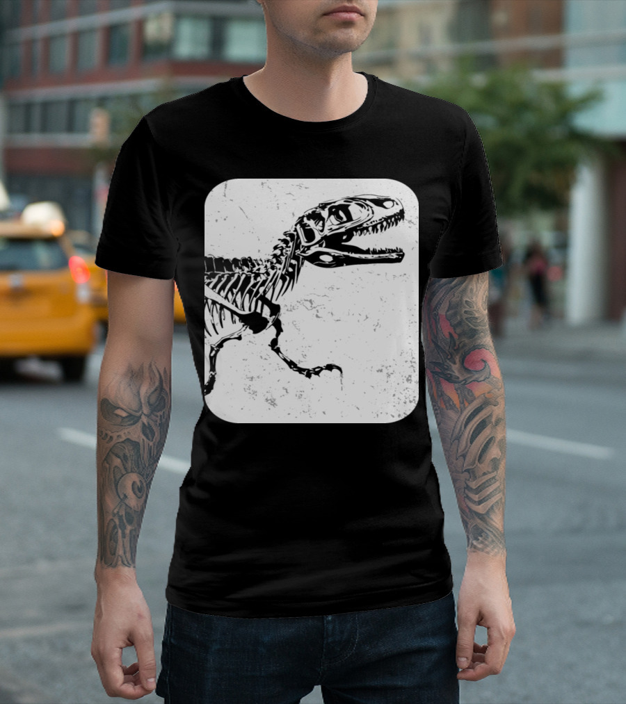 Funny Skeleton Dinosaur Rex Skull Bones T-Shirt
