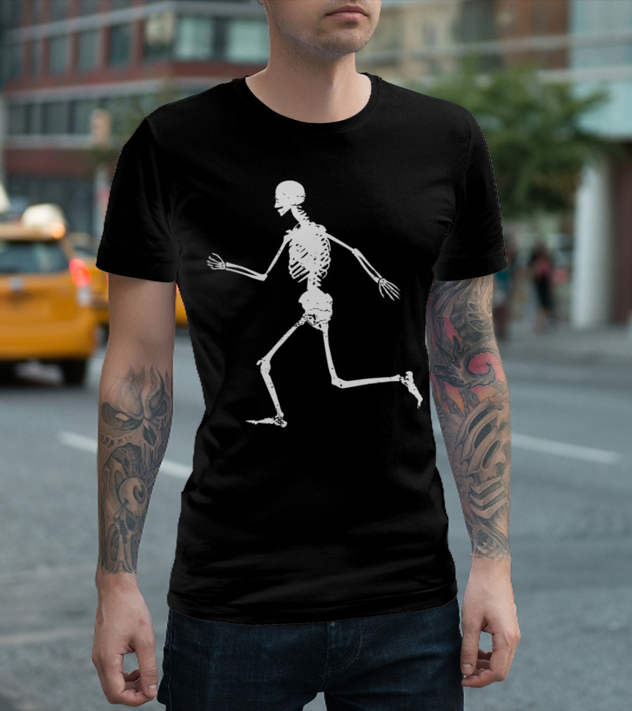 Funny Skeleton Sprinting Dashing Running T-Shirt