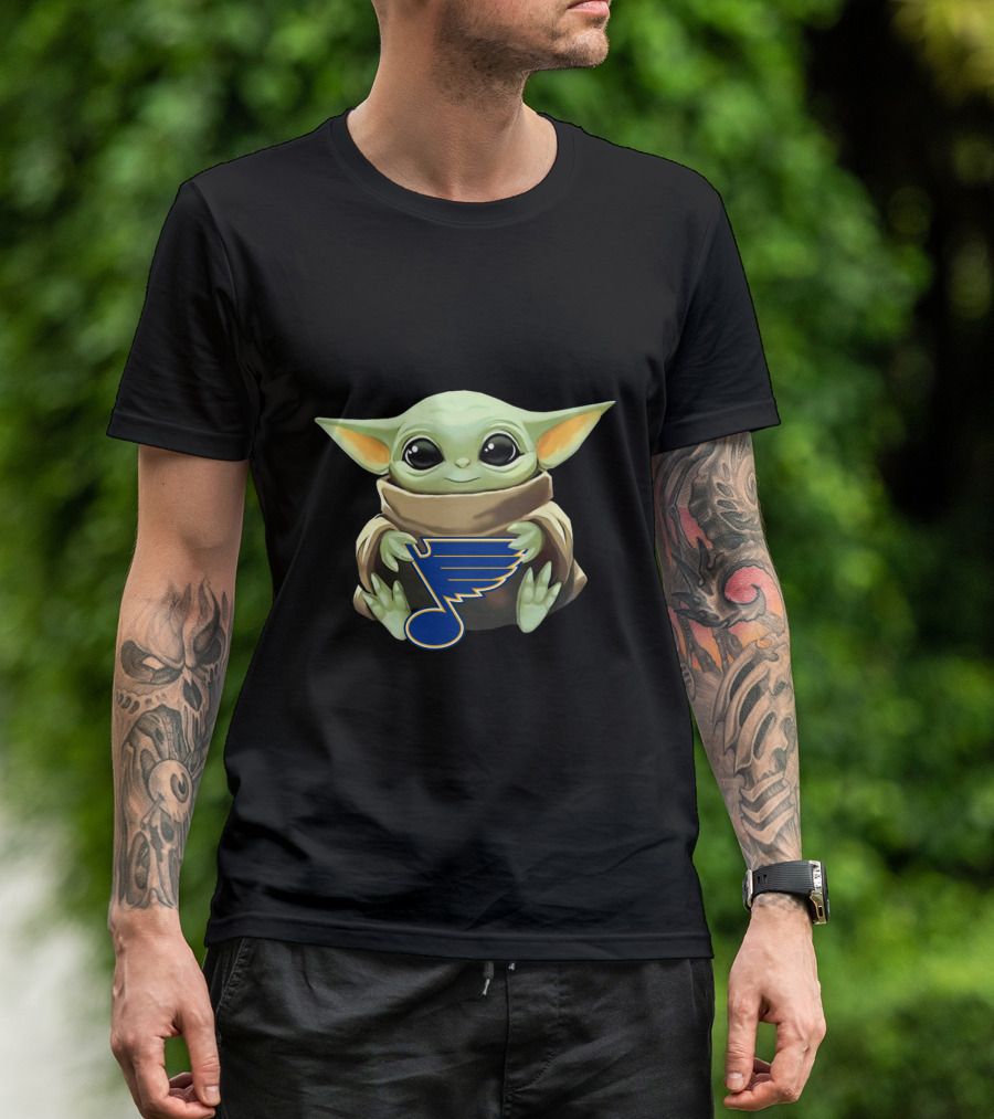 Baby Yoda Holding St. Louis Blues T-Shirt