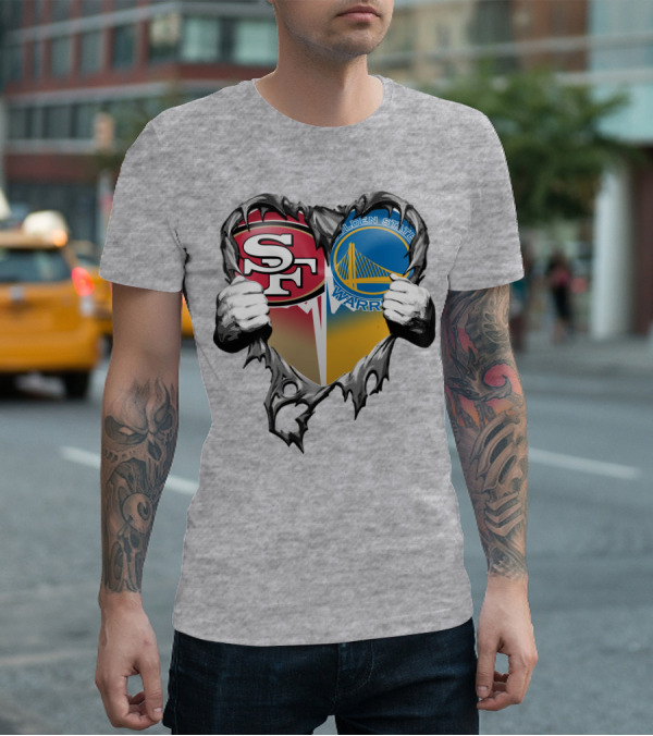 Sf 49ers Golden State Warriors Heart Logo Mashup T-Shirt