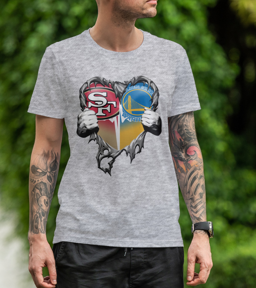 Sf 49ers Golden State Warriors Heart Logo Mashup T-Shirt