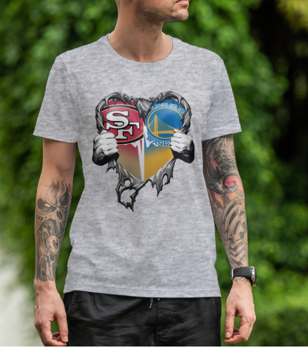 Sf 49ers Golden State Warriors Heart Logo Mashup T-Shirt