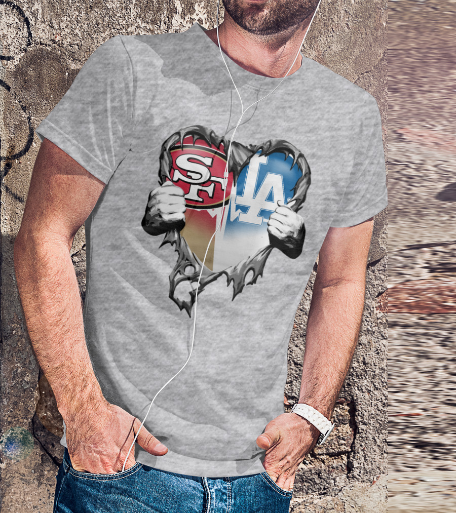 Sf La Heart Rivalry Baseball Fan Passion T-Shirt