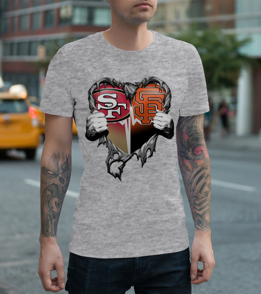 Sf Giants Sf 49ers Split Heart T-Shirt