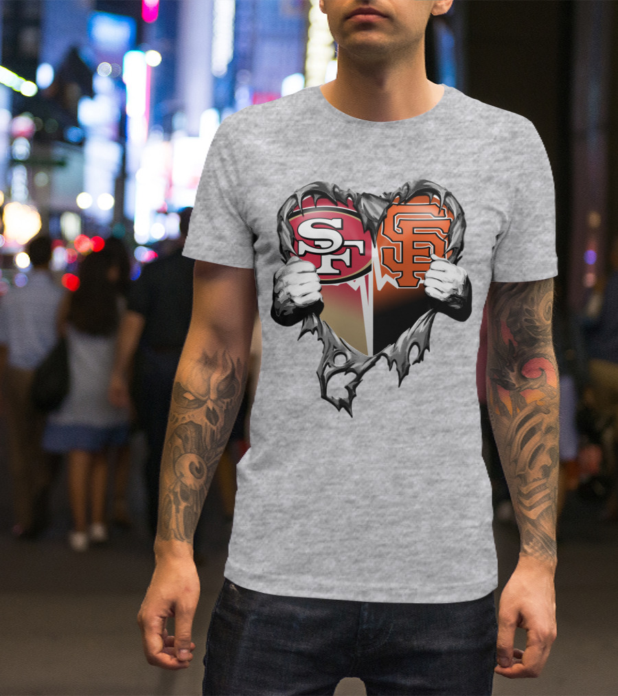 Sf Giants Sf 49ers Split Heart T-Shirt