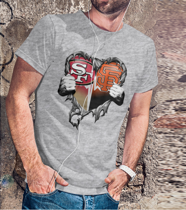 Sf Giants Sf 49ers Split Heart T-Shirt