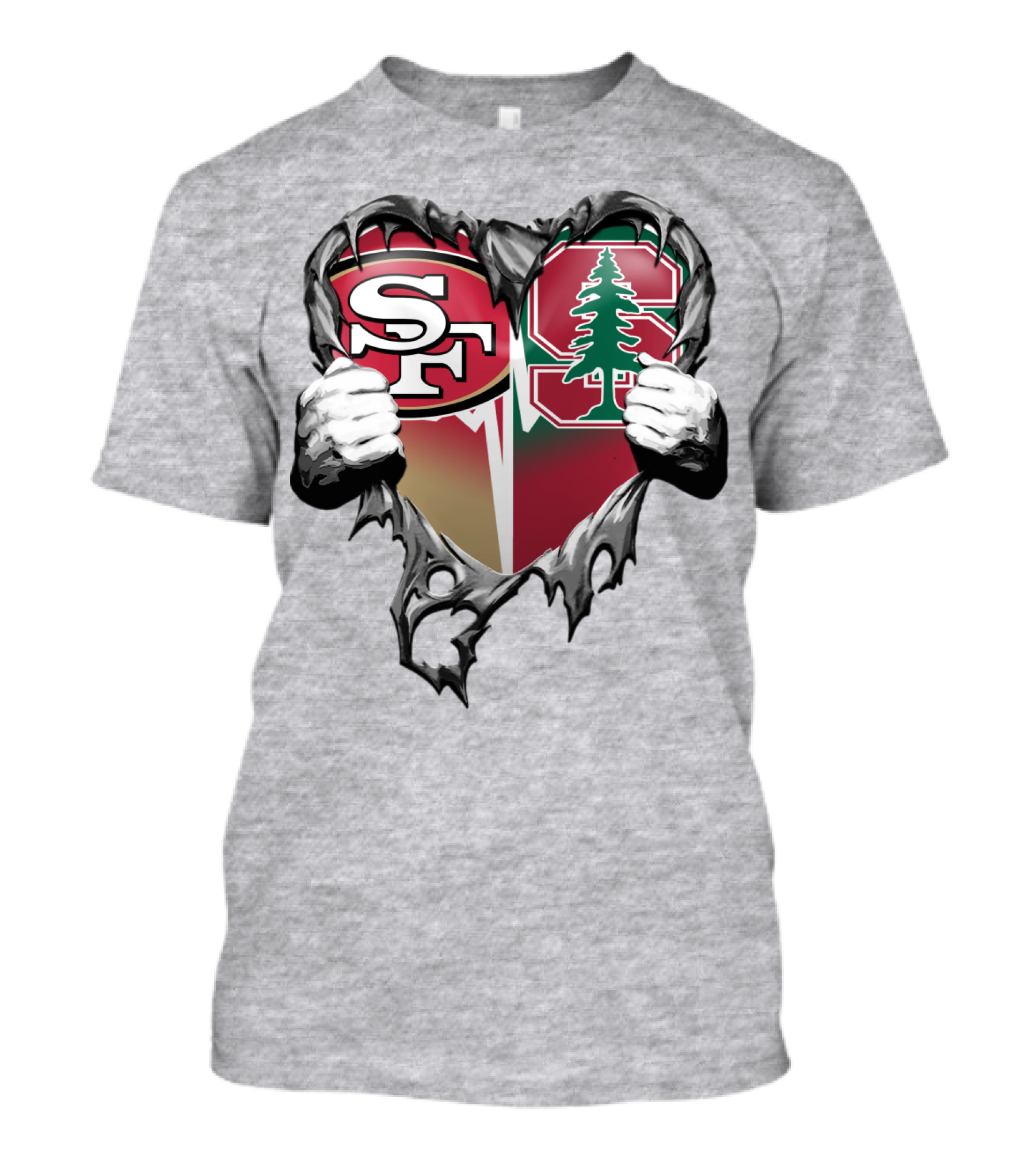 San Francisco 49ers And Stanford Cardinal Heart T-Shirt