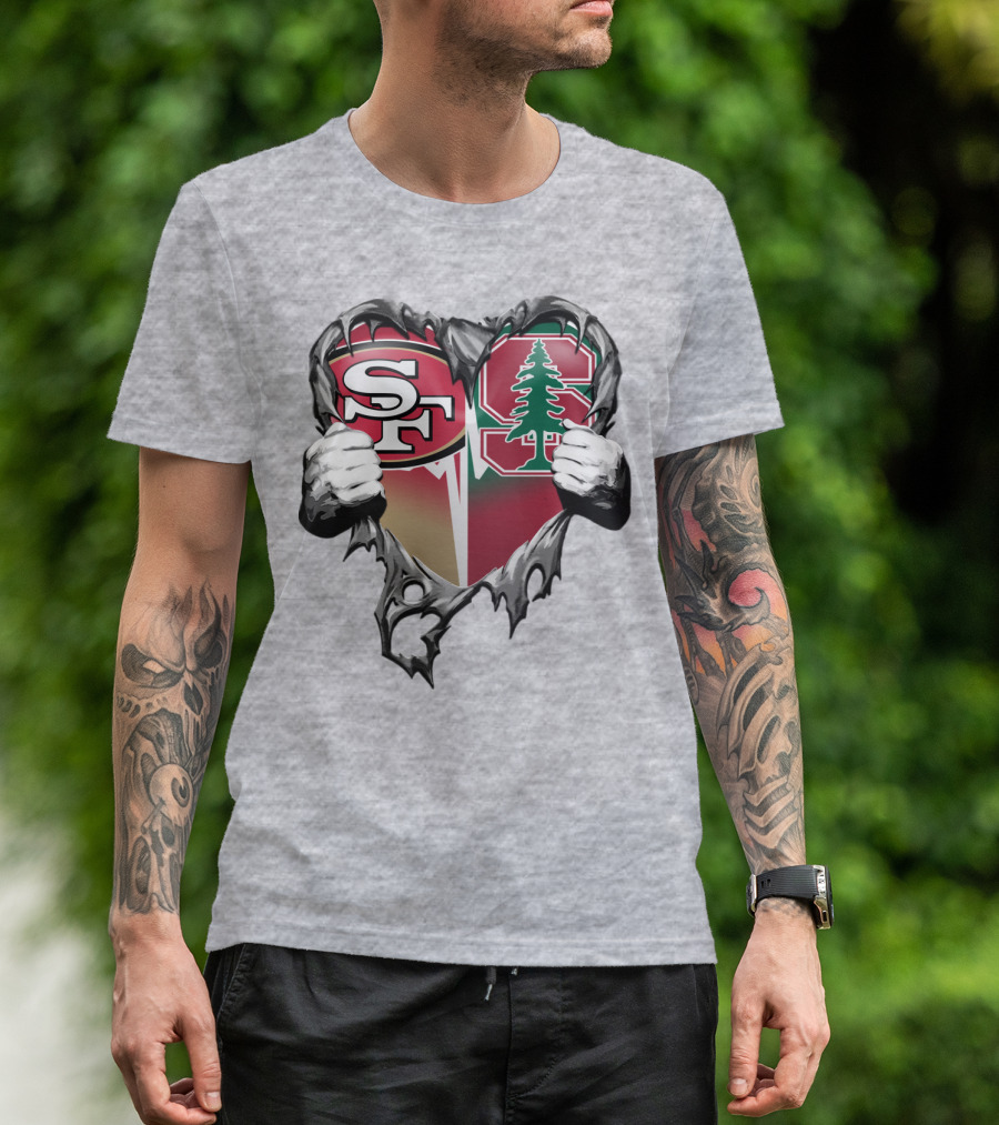 San Francisco 49ers And Stanford Cardinal Heart T-Shirt