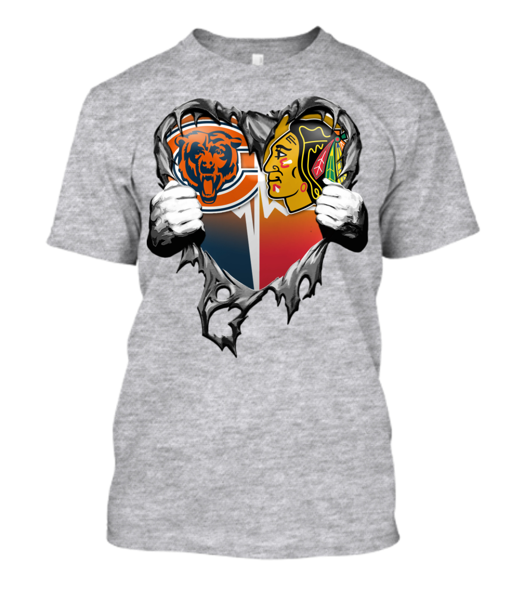 Chicago Bears And Blackhawks Heart T-Shirt