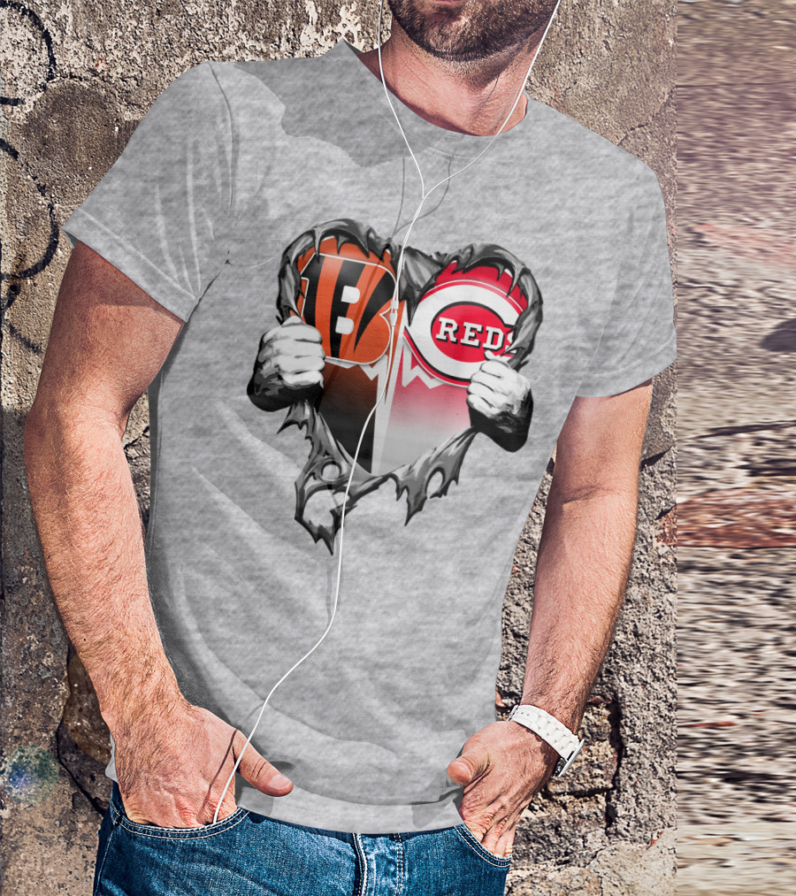 Cincinnati Bengals And Reds Heart T-Shirt