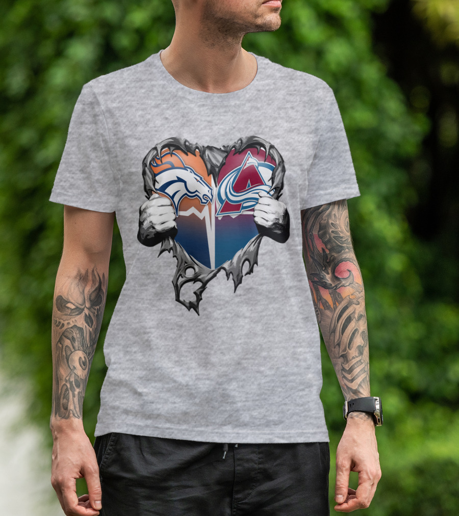 Broncos Avalanche Rip Heart T-Shirt