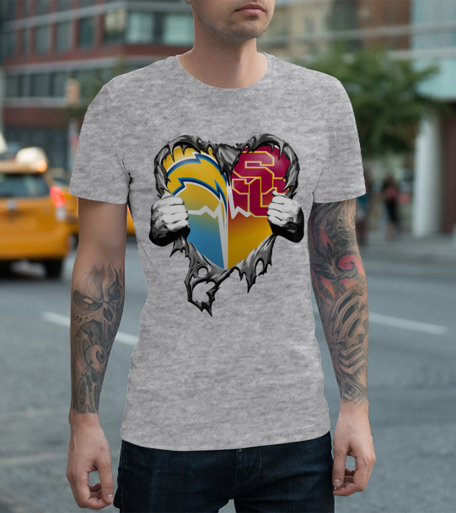 Chargers Usc Heart Logo Split T-Shirt