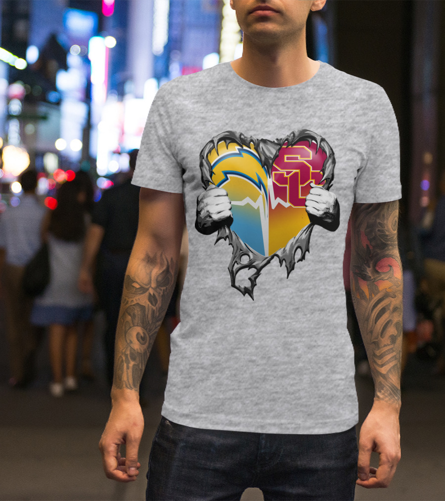 Chargers Usc Heart Logo Split T-Shirt