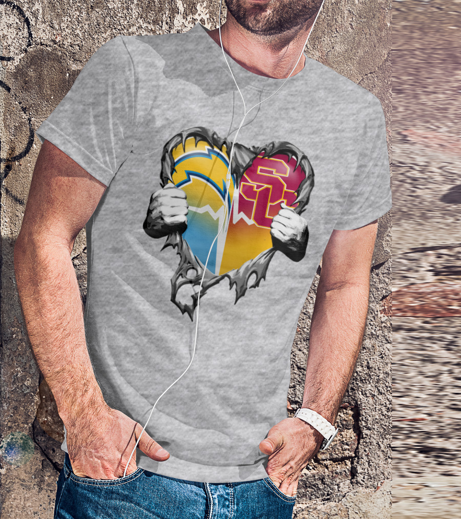 Chargers Usc Heart Logo Split T-Shirt