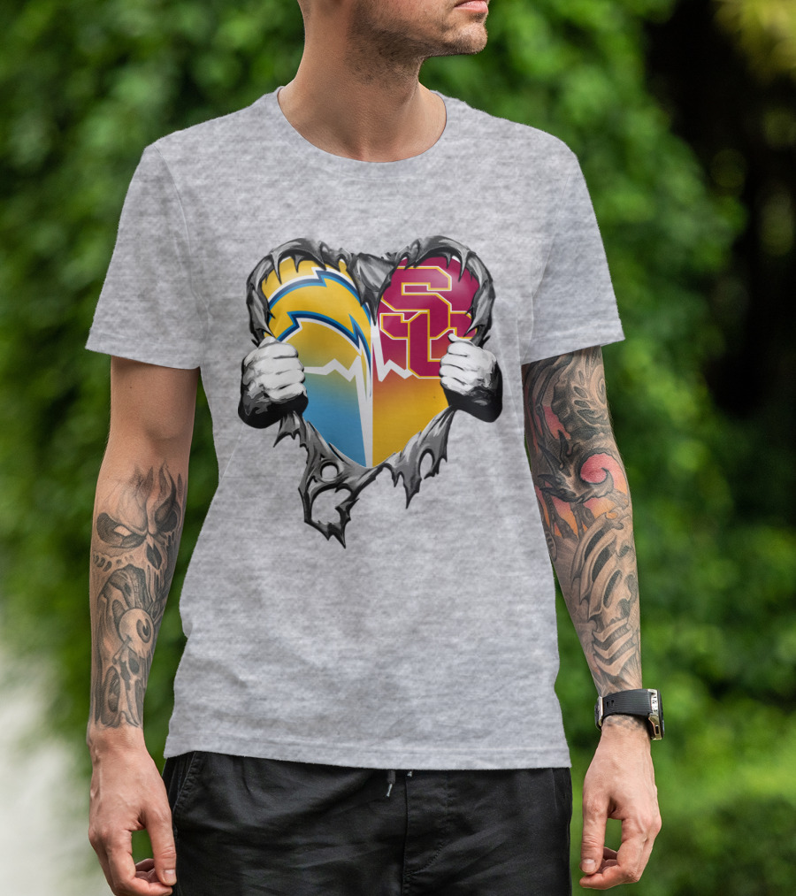 Chargers Usc Heart Logo Split T-Shirt